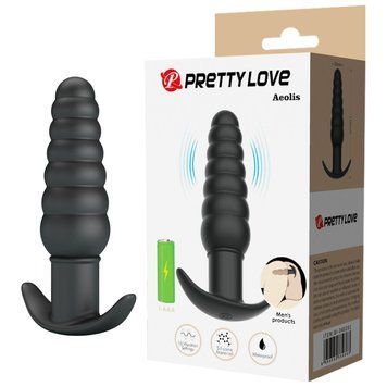Анальна пробка з вібрацією Pretty Love Aeolis, чорна, 11 см х 3 см BI-040201 фото