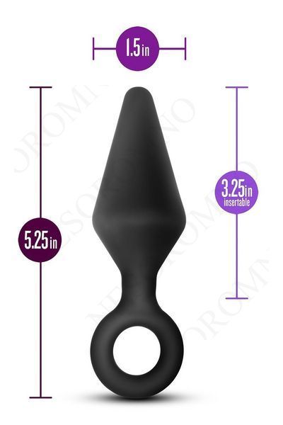Анальна пробка з кільцем-стопером L Anal Adventures Blush, силіконова, чорна, 13.3 х 3.8 см T331705 фото