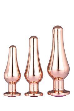DT21875 набір анальних пробок конічної форми Dream Toys GLEAMING LOVE PLEASURE SET ROSE GOLD DT21875 фото