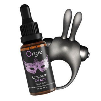 Набір ерекційне віброкільце та краплі для клітора Orgie ORGASMIC BUNNY ORG17847 фото