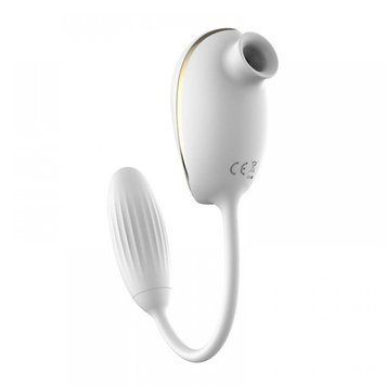 Вакуумний стимулятор з віброяйцем High End Suction Love Egg WHITE 560434 фото