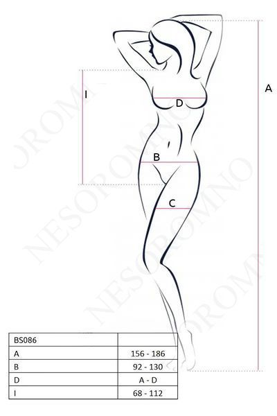 Боді Passion BS086 з вертикальною сіткою та відкритим доступом, чорний, One Size P63264 фото