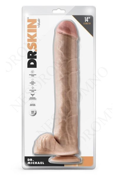 Фалоімітатор реалістичний з яєчками Blush Dr. Skin Dr. Michael на присосці, тілесний BL331949 фото