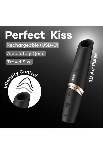 Кліторальний безконтактний масажер Satisfyer Perfect Kiss чорний ST4078496 фото