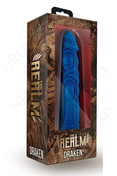 Насадка для страпону з рельєфом Realm, синя 19 см, Vac-U-Lock 331254 T/ фото