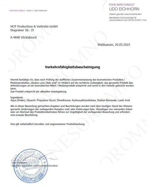 Лубрикант Анальний на водній основі Shiatsu Love Glide, 100 мл HOT67052 фото