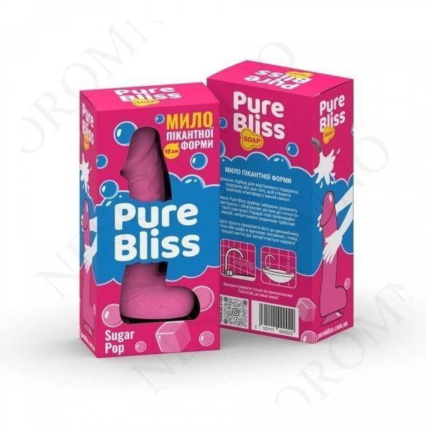 Мило у формі пеніса Pure Bliss Sugar Pop з ароматом жуйки, рожеве, 15 см PB414972 фото