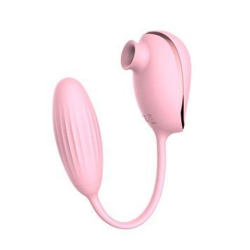 Вакуумний стимулятор клітора з віброяйцем High End Suction Love Egg PINK  560431 фото
