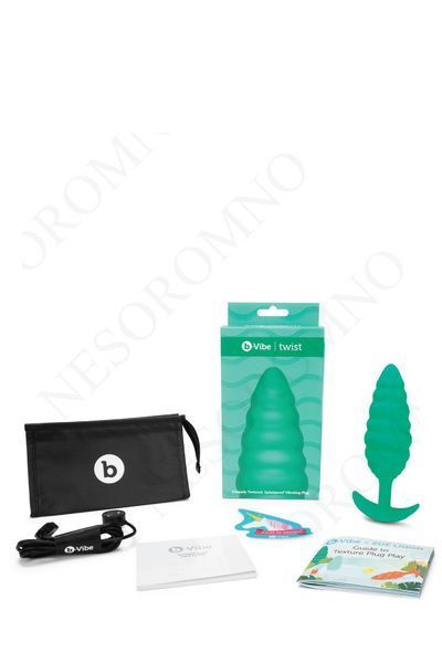 Анальна пробка з вібрацією, рельєфна B-VIBE-TEXTURE PLUG TWIST, зелена 28949 / E28249 фото