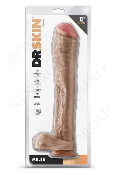 Фалоімітатор Гігант реалістичний Blush Dr. Skin Mr. Ed з яєчками, бежевий BL331947 фото