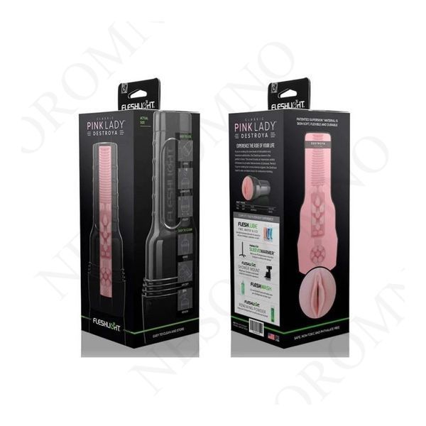 Мастурбатор вагіну в колбі Pink Lady Destroya Fleshlight, рельєфний, кібершкіра, бежевий FT17378 фото