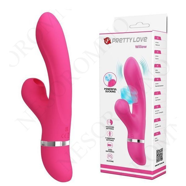 Вібратор-кролик для точки G PRETTY LOVE Willow з вакуумним стимулятором, 20.4 х 3.5 см BI-014916 фото