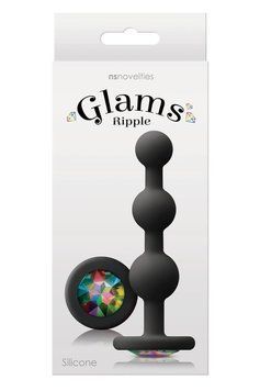 Анальна пробка з кристалом GLAMS RIPPLE RAINBOW Gem BLACK T280778 фото