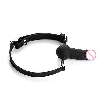 Кляп-страпон на обличчя і в рот "Wearable Sleeve" - 8*2,7 см - Чорний X0000764 фото