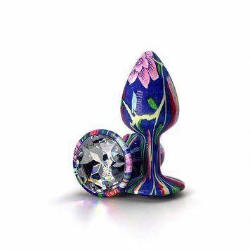 Анальна пробка, S, ALUME, з дизайнерським синім кольором та білим круглим камінцем, 7.1 х 3.2 см AL-0442-S фото