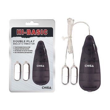 Вібропулі сріблясті Chisa Hi-Basic Double Play Bullets Vibrator з чорним пультом управління 08553 / CN-131508553 фото