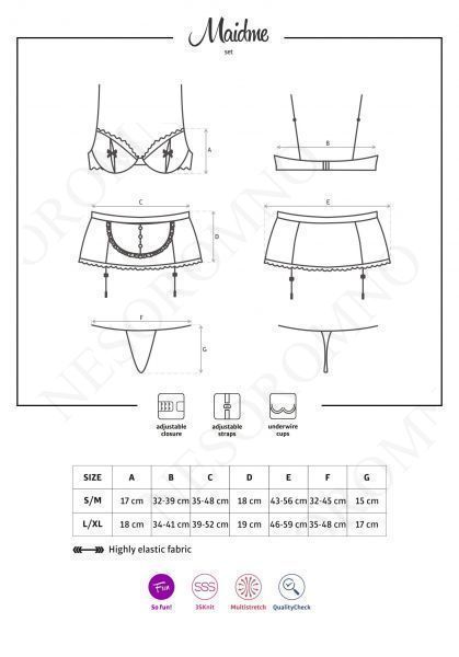Костюм покоївки чорно-білий Obsessive MAIDME Set 5 S/M  410627 фото