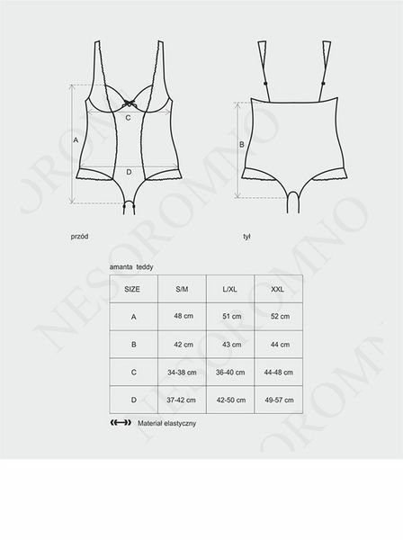 Боді Obsessive AMANTA Teddy S/M чорне 410431 фото