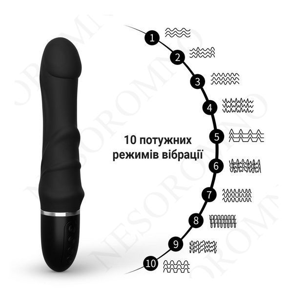 Реалістичний силіконовий вібратор водонепроникний 23.5 см Чорний X00001196-1 фото