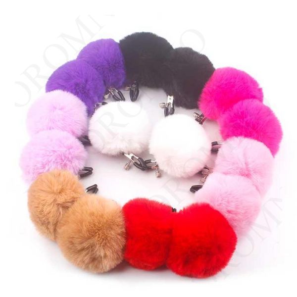 Затискачі для сосків із хутром "Pom Pom Nipple Clamps" - Чорний - Садо-мазо X0000521-1 фото