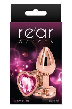 Анальна пробка REAR ASSETS ROSE GOLD HEART PINK, s T280795 фото