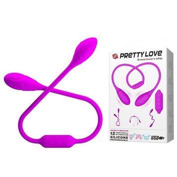 Гнучкий вібростимулятор для пар PRETTY LOVE Dream Lover's Whip, фіолетовий, 65.5 х 3.2 см BI-014327-5 фото