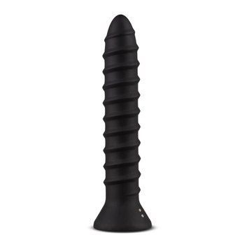 Вібратор анальний із рельєфом EasyToys Screwed, чорний, L ET814BLK фото