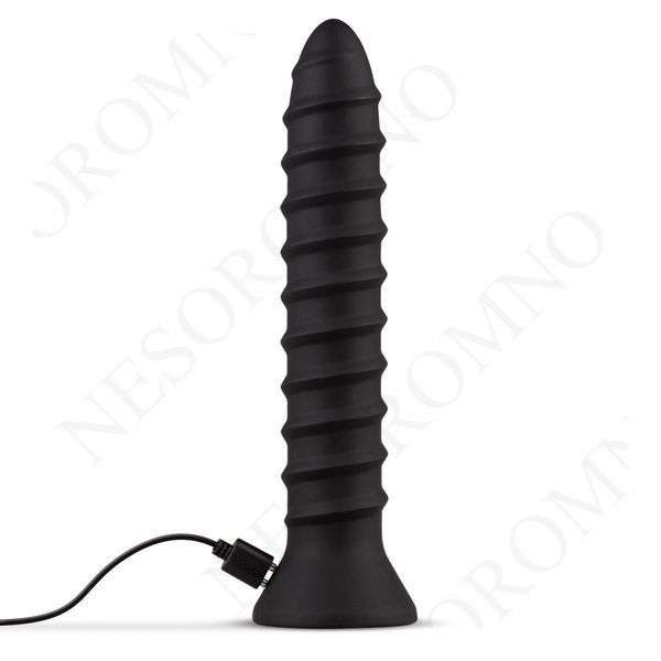 Вібратор анальний із рельєфом EasyToys Screwed, чорний, L ET814BLK фото