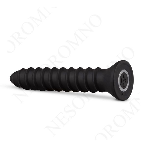 Вібратор анальний із рельєфом EasyToys Screwed, чорний, L ET814BLK фото