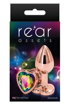 Анальна пробка REAR ASSETS ROSE GOLD HEART RAINBOW, s T280796 фото