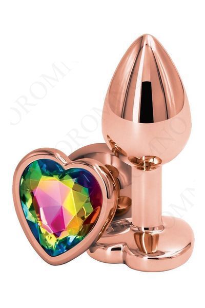 Анальна пробка REAR ASSETS ROSE GOLD HEART RAINBOW, s T280796 фото