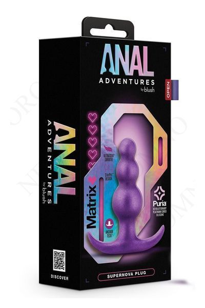 Анальна пробка рельєфна зі стопером Blush Anal Adventures Matrix фіолетова T331995 фото