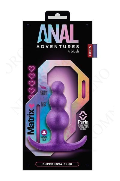 Анальна пробка рельєфна зі стопером Blush Anal Adventures Matrix фіолетова T331995 фото