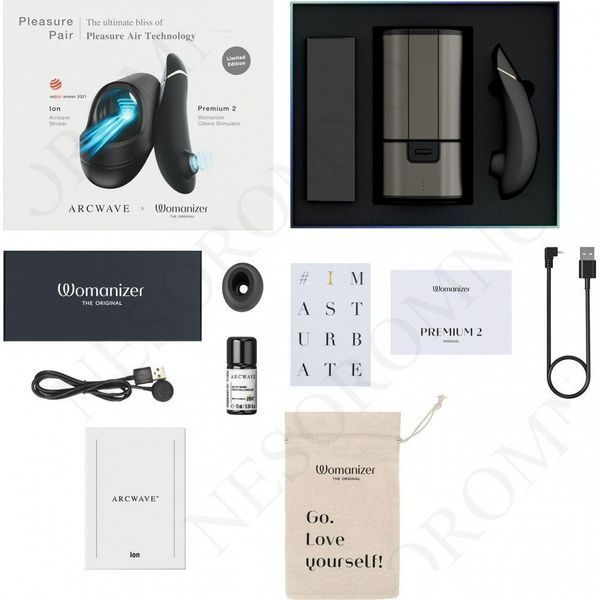 Набір для пар мастурбатор Arcwave Ion + Womanizer Premium 2 Black, Pleasure Pair, чорний 23629/AWPP1SG9 фото
