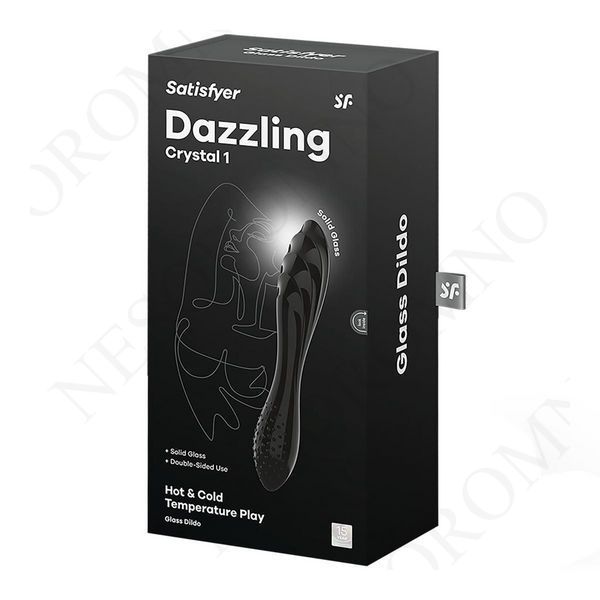 Скляний подвійний фалоімітатор Satisfyer Dazzling Crystal 1 для точки G чорний EX42494 фото