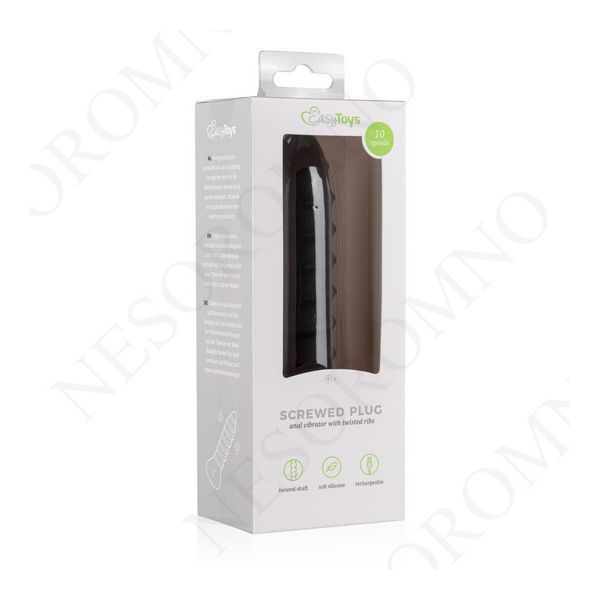 Вібратор анальний із рельєфом EasyToys Screwed чорний, S ET813BLK фото