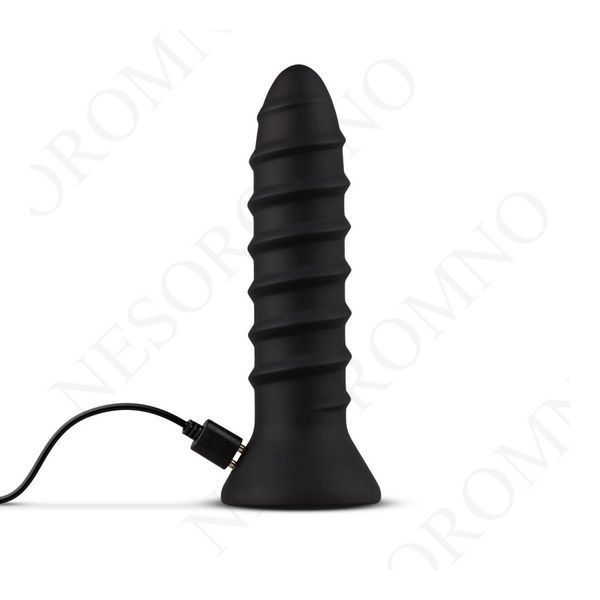 Вібратор анальний із рельєфом EasyToys Screwed чорний, S ET813BLK фото