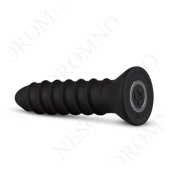 Вібратор анальний із рельєфом EasyToys Screwed чорний, S ET813BLK фото