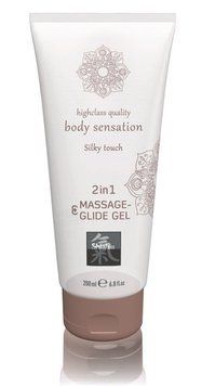 Лубрикант та масажне масло 2 в 1 SHIATSU Massage-& Glide gel 2 in1 Silky touch, 200 мл HOT67070 фото