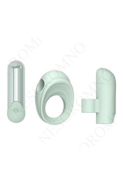 Ерекційне кільце з віброкулею та вібратор на пальчик Dream Toys GLAM м'ятний DT22230 фото