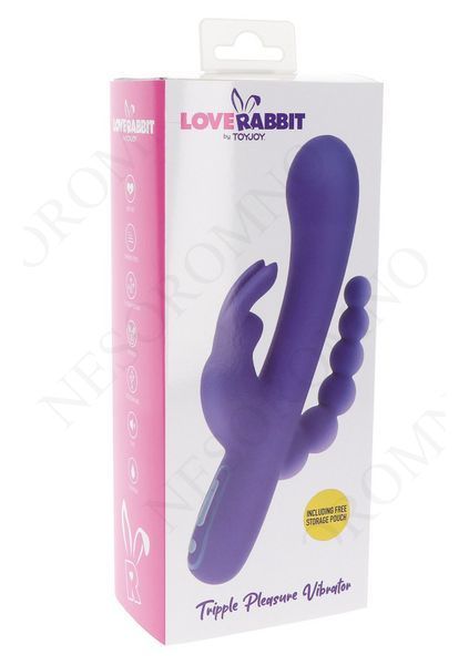 Вібратор-кролик з анальною ялинкою Toy Joy, силіконовий, фіолетовий, 21.5 х 4 см TJ10269  фото
