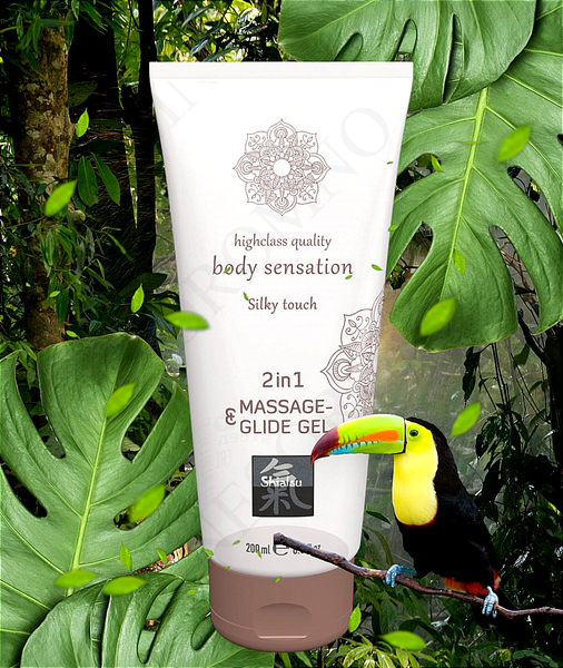 Лубрикант та масажне масло 2 в 1 SHIATSU Massage-& Glide gel 2 in1 Silky touch, 200 мл HOT67070 фото
