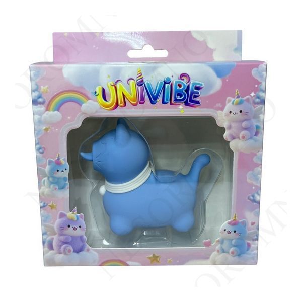 Стимулятор клітора з довгим обертовим язичком UNIVIBE Котик, 10 режимів, синій DDP-27015 фото