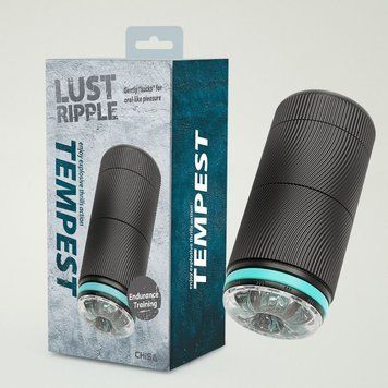 Мастурбатор прозорий у чорній колбі Chisa Lust Ripple Tempest 82902/CN-980882902 фото
