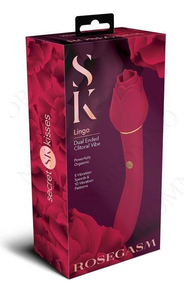 Подвійний кліторальний вібратор у вигляді троянди Secret Kisses Rosegasm, червоний SK160618 фото