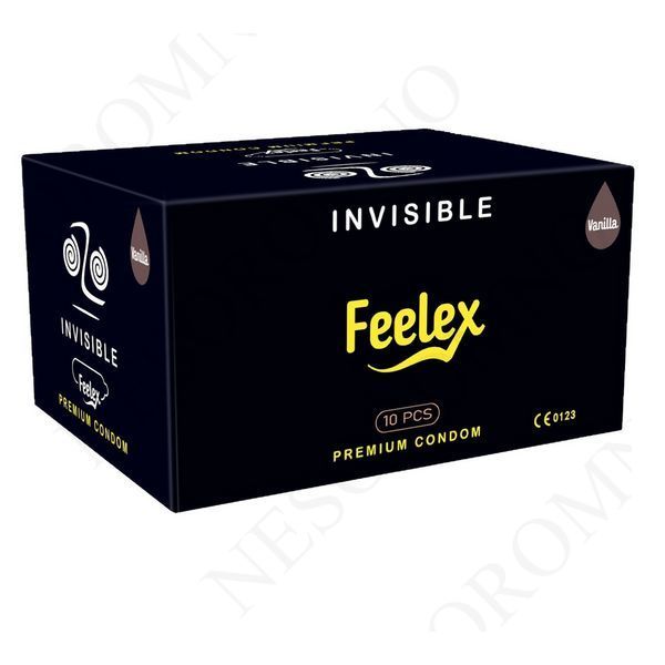 Ультратонкі презервативи Feelex Invisible 0.01 мм з натурального латексу для максимальної чутливості 10 шт. X00001291 фото