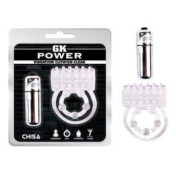 Кільце ерекційне подвійне, з вібрацією Chisa GK Power, прозоре 390012 фото