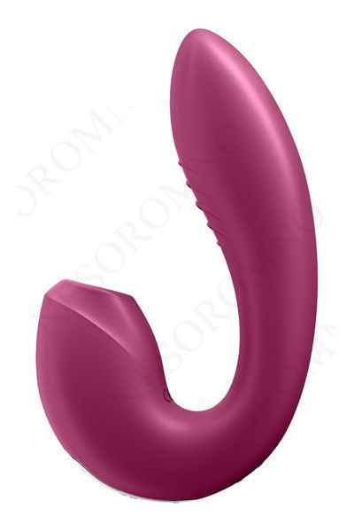 Подвійний смарт вібратор із вакуумною стимуляцією Satisfyer Sunray Connect App Berry бордовий T360371 фото
