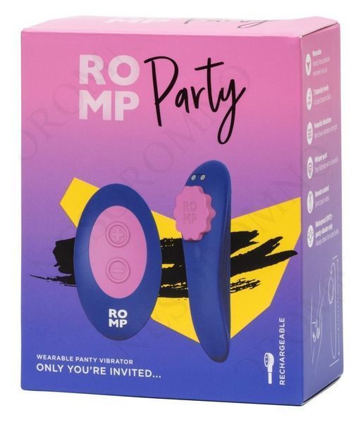 Вібратор у трусики ROMP Party з бездротовим пультом керування, синій RPTY1SG4 фото