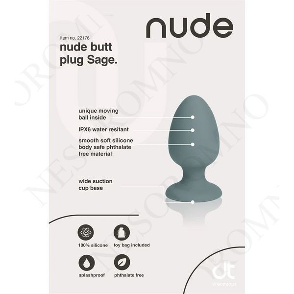 Анальна пробка Dream Toys Nude сіра, 8 х 4 см DT22176 фото
